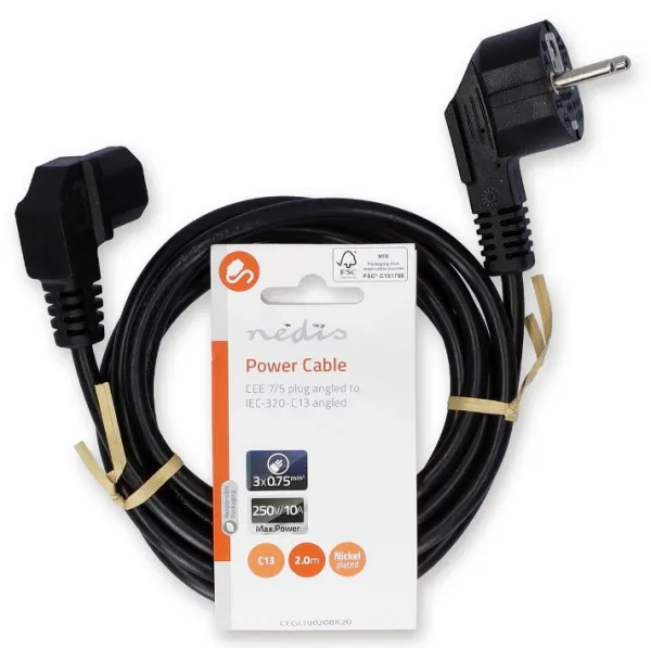 NEDIS CEGL10020BK20 Kabl za napajanje racunara C13 pod uglom 2m Slika 2