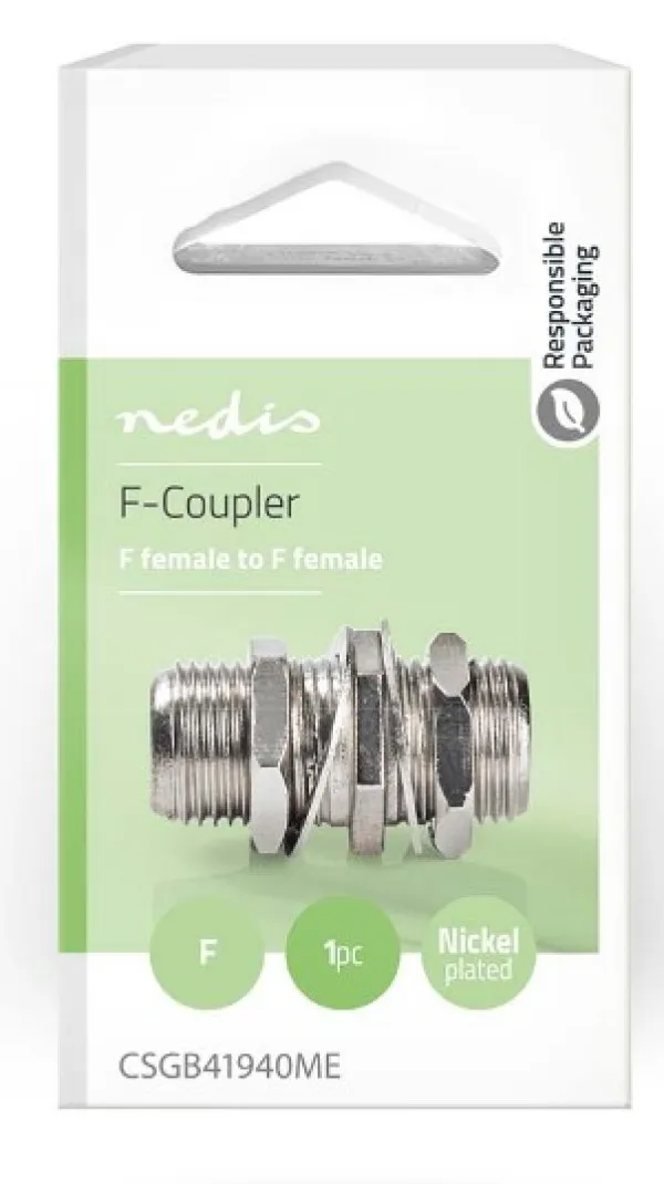 NEDIS CSGB41940ME Satellite & Antenna Adapter F zenski na F zenski, 75 Ohm, Metal, Silver, 1kom Slika 1