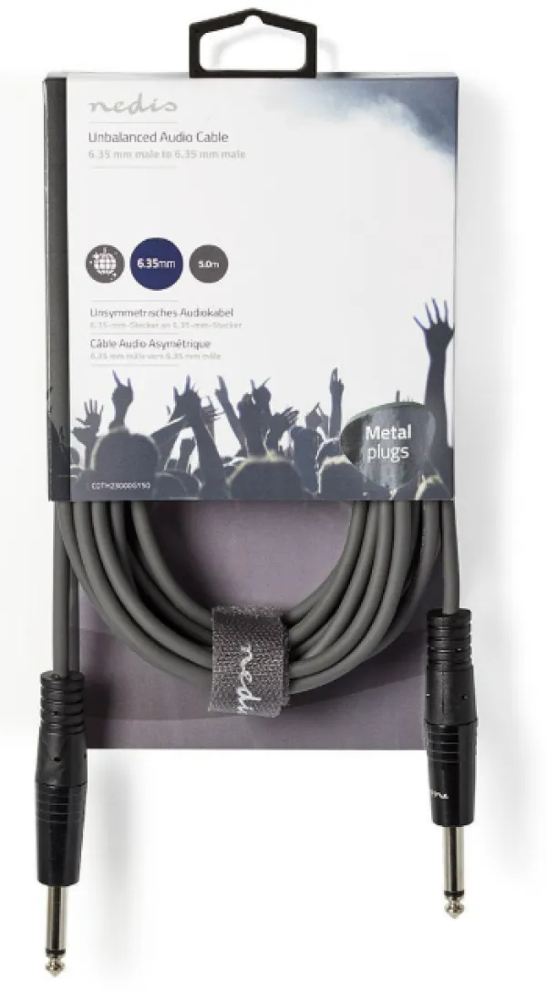 NEDIS COTH23000GY50 Mono audio kabl, 6.35 mm Muski na 6.35 mm Muski, Nickel Plated, 5.00 m, Okrugli, PVC Slika 1