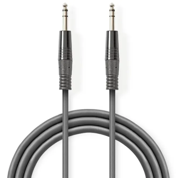 NEDIS COTH23020GY15 Stereo audio kabl, 6.35 mm Muski na 6.35 mm Muski, Nickel Plated, 1.50 m, Okrugli, PVC Slika 1
