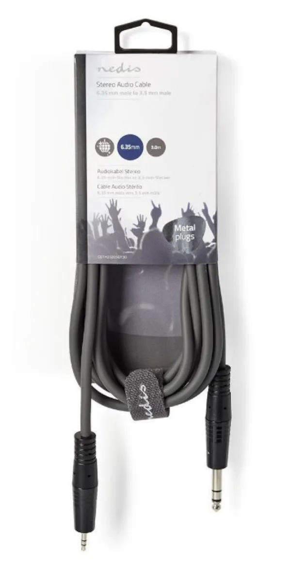 NEDIS COTH23205GY30 Stereo Audio Cable 6.35mm muski na 3.5mm muski, 3m, Dark Grey Slika 1