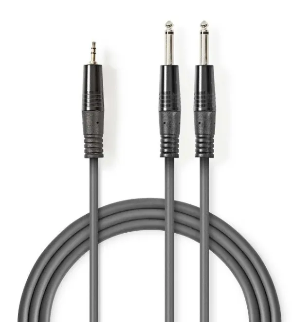 NEDIS COTH23200GY50 Stereo Audio Cable 2x6.35mm muski na 3.5mm muski, 5m, Dark Grey Slika 2