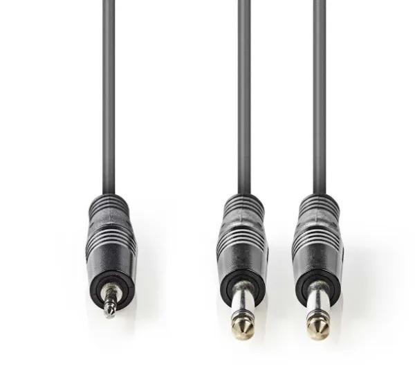 NEDIS COTH23200GY50 Stereo Audio Cable 2x6.35mm muski na 3.5mm muski, 5m, Dark Grey Slika 1