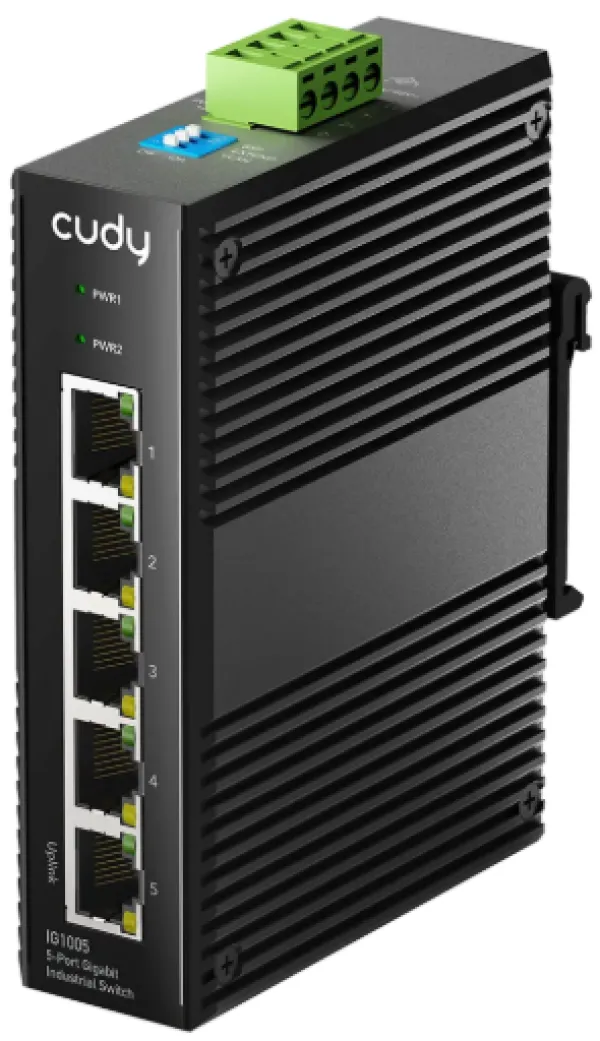 CUDY Cudy IG1005 5-Port Gigabit Industrial Switch, 5× GbE, Shielded, Dual-Power Redundancy, IP40 Slika 1
