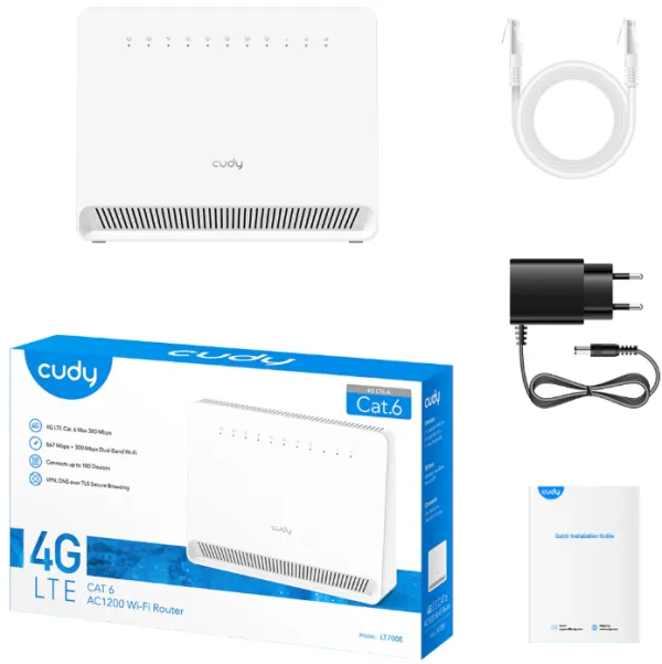 CUDY Cudy LT700E 4G Cat 6 AC1200 Wi-Fi Router, Max 300 Mbps DL, 4-Stream Dual-Band Wi-Fi 5 Slika 4