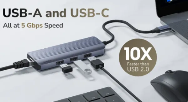 CUDY Cudy UH606 6-In-1 USB-C Hub with Gigabit Ethernet Port Slika 4