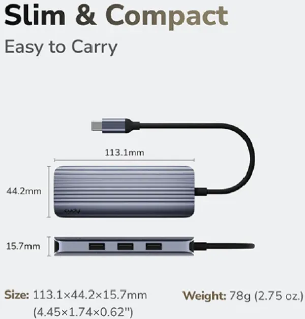CUDY Cudy UH606 6-In-1 USB-C Hub with Gigabit Ethernet Port Slika 7