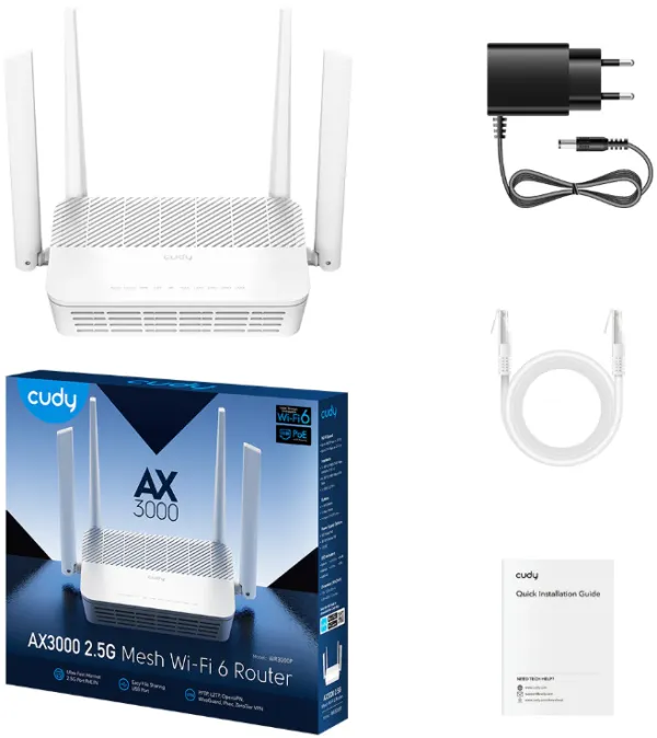 CUDY Cudy WR3000P AX3000 2.5G Mesh Wi-Fi 6 PoE Router, 1.3 GHz Dual-Core CPU, 4-Stream Dual-Band Wi-Fi 6 Slika 3