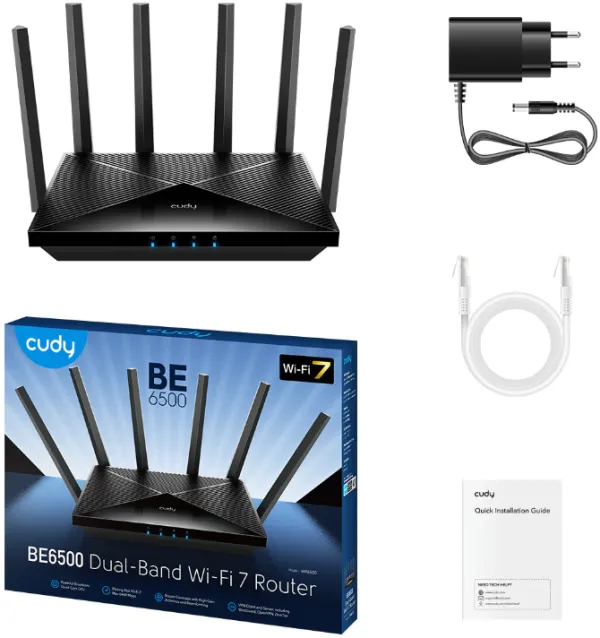 CUDY Cudy WR6500H BE6500 2.5G Wi-Fi 7 Router, Broadcom 2 GHz Quad-Core CPU, 6-Stream Dual-Band Wi-Fi 7 Slika 3