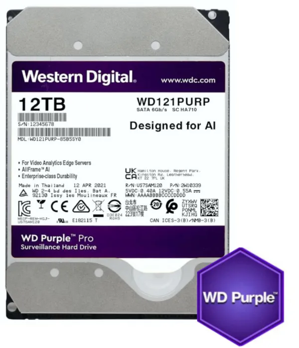 HDD 3.5 * 12TB WD121PURP WD Purple 24/7 7200RPM 256MB SATA3 Slika 2