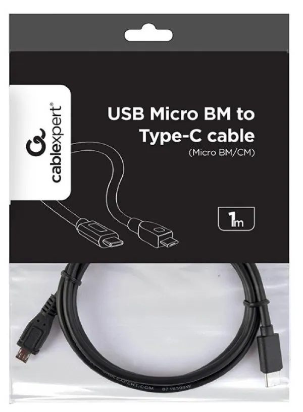 GEMBIRD CCP-USB2-mBMCM-1M Gembird USB 2.0 Micro BM to Type-C cable (Micro BM/CM), 1 m Slika 1