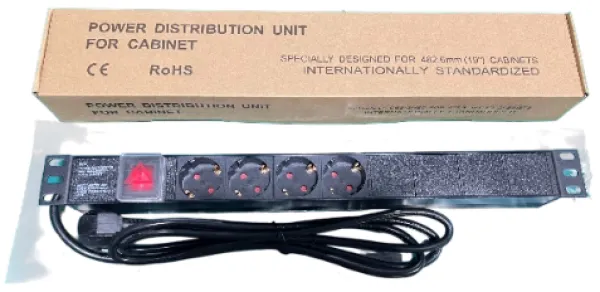 Exelink Razvodni PDU panel za rack 19 in, sa 4 uticnih mesta, kabl 2m (aluminijum) Slika 2