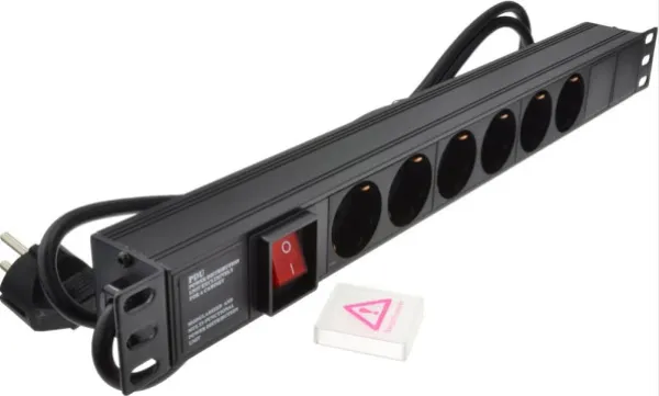 ExeLink Razvodni PDU panel za rack 19 in, sa 6 uticnih mesta, kabl 2m (aluminijum) Slika 1