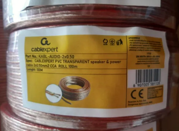 GEMBIRD KABL-AUDIO-2X0.50/TP Kabl za zvucnike, mikrofon, napajanje, 2x0.5mm Transparentni 100m Slika 2