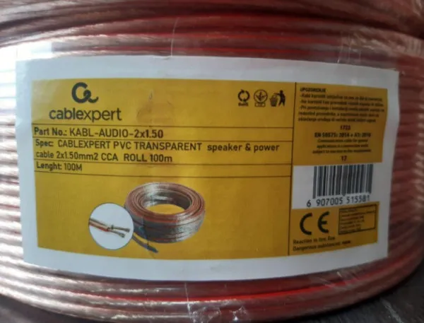 GEMBIRD KABL-AUDIO-2X1.50/TP Kabl za zvucnike, mikrofon, napajanje, 2x1.5mm Transparentni 100m Slika 2