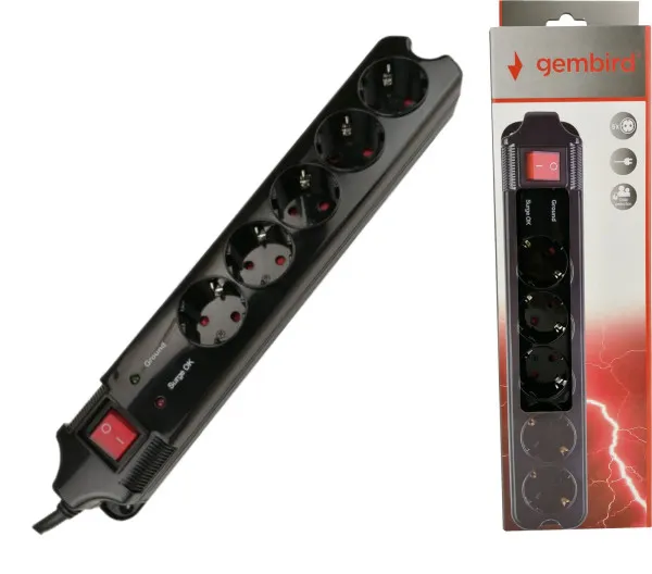 GEMBIRD SPG5-C-10 (3G1.5) Gembird produzni kabl sa zastitom 5 uticnica 3m black Slika 3