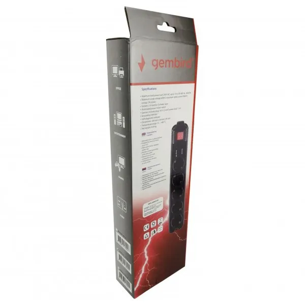 GEMBIRD SPG5-C-15 (3G1.5) Gembird produzni kabl sa zastitom 5 uticnica 4.5m black Slika 3