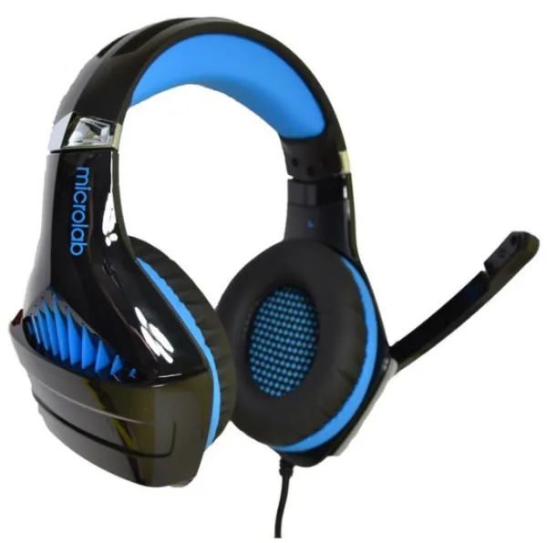 MICROLAB Microlab G6 Gejmerske slusalice sa mikrofonom, 50mm/20Ohm, color LED, 3.5mm + USB blue/black Slika 3