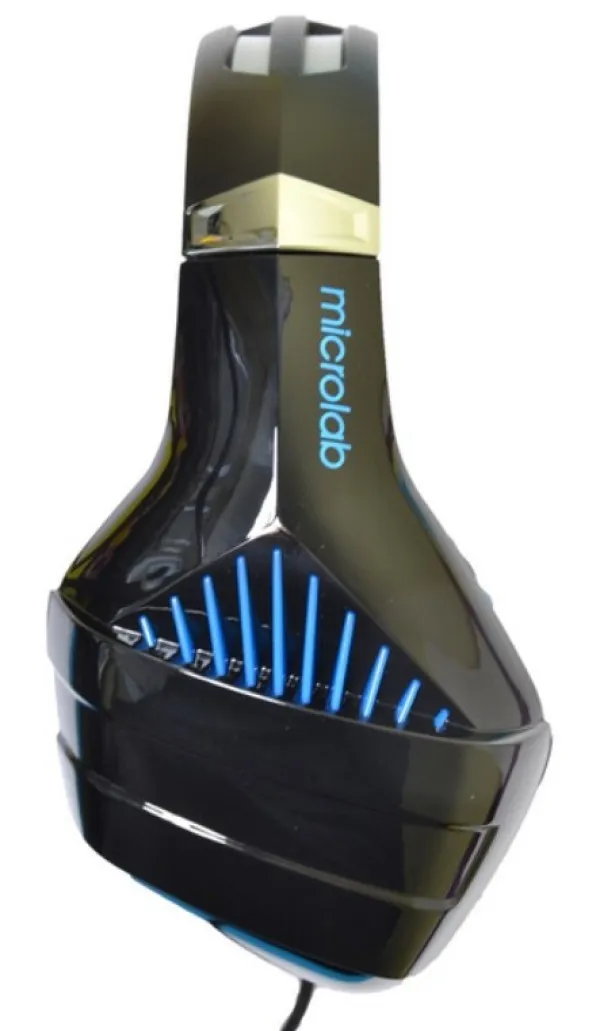 MICROLAB Microlab G6 Gejmerske slusalice sa mikrofonom, 50mm/20Ohm, color LED, 3.5mm + USB blue/black Slika 5