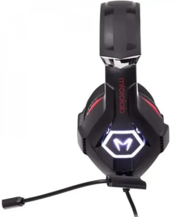 MICROLAB Microlab G7 Gejmerske slusalice sa mikrofonom 40mm/32Ohm, color LED, 3.5mm + USB red/black Slika 2