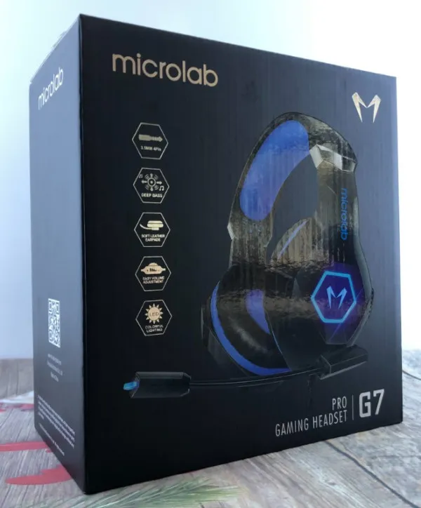 MICROLAB Microlab G7 Gejmerske slusalice sa mikrofonom 40mm/32Ohm, color LED, 3.5mm + USB red/black Slika 1