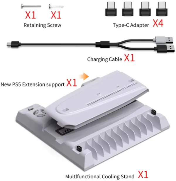 Stalak za PS5/PS5 SLIM DOBE multifunkcionalni TP5-3537B beli Slika 5