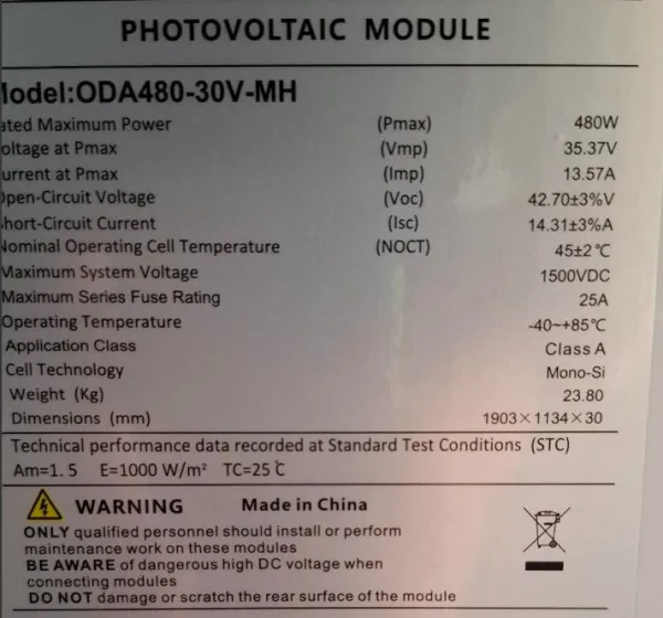 SOLARNI PANEL 480W MONO HC VT1228537 1903x1134x30mm, 24kg Slika 1