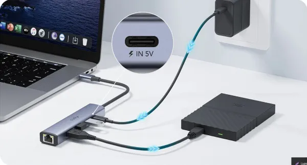 Cudy UH605 TYPE-C  HUB with three USB-A ports and Gigabit network adapter Slika 6