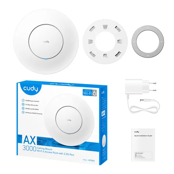 Cudy AP3000P,AX3000 2.5G Wi-Fi 6 Access Point,4-Stream Dual-Band Wi-Fi 6, 2402 Mbps + 574 Mbps Slika 2