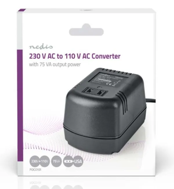 NEDIS POCO101 Konvertor snage, 230V AC 50Hz, 65W, Euro, Black Omogucava upotrebu opreme iz SAD u Evropi Slika 3