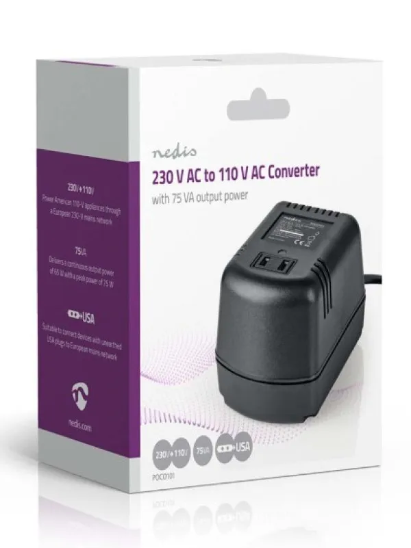 NEDIS POCO101 Konvertor snage, 230V AC 50Hz, 65W, Euro, Black Omogucava upotrebu opreme iz SAD u Evropi Slika 6