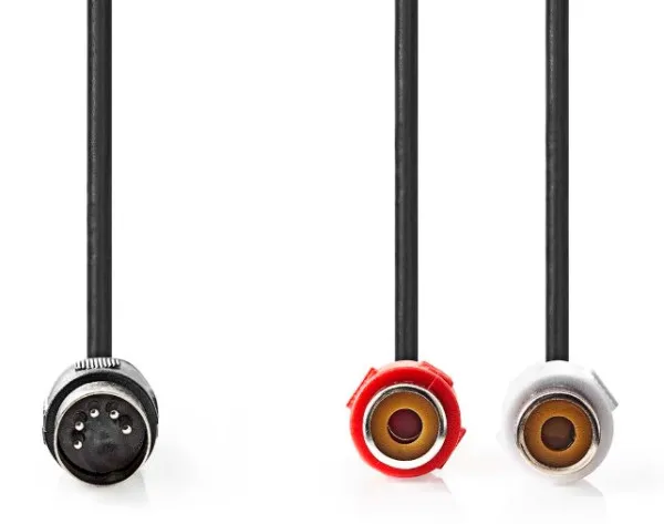 NEDIS CAGL20250BK02 DIN audio kabl 5-pinski muški, 2xRCA ženski, Niklovani, 0,20m, PVC Slika 2