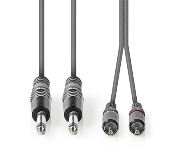 NEDIS COTH23320GY15 Stereo Audio Cable, 2x6.35mm muski na 2xRCA muski 1.5m dark grey Slika 2