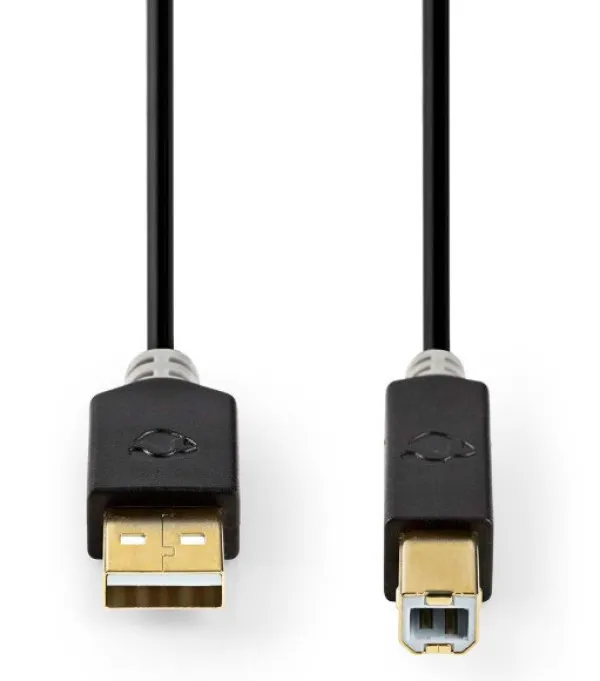 NEDIS CCBW60100AT20 USB kabl 2.0 USB-A muški na USB-B muški, za stampac 480 Mbps, Pozlac´eni, 2m, Okrugli Slika 3