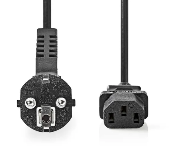 NEDIS CEGL10000BK30 Kabl za napajanje sa uzemljenjem muški, IEC-320-C13, Ugaoni, Niklovani, 3m, Okrugli, P Slika 3