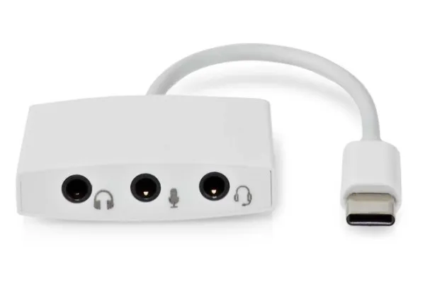 NEDIS CCGB65900WT01 USB-C adapter 2.0 na 3,5mm ženski, 0,1m, Okrugli, Niklovani, ABS/PVC Slika 1