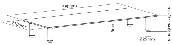 MS-TABLE-GM-01 Gembird postolje za monitor od kaljenog stakla 580x 210 x 90 mm Slika 1