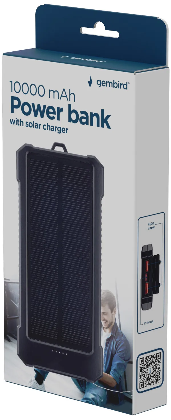 PB10-SOLAR-1 Gembird solar power bank 10000mAh 2xUSB, Type-A, LED Slika 2