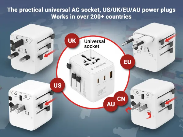 Travel adapter TPA-1A2C20-01-W Gembird Univerzalni 20W Slika 10