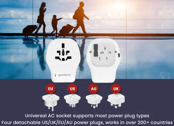 Travel adapter TPA-1A2C20-02-W Gembird Univerzalni 20W Slika 2