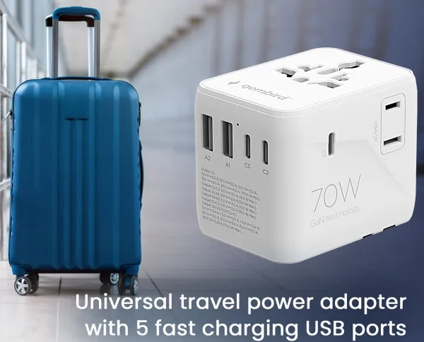 Travel adapter TPA-2A3C70-01-W Gembird Univerzalni 70W Slika 4