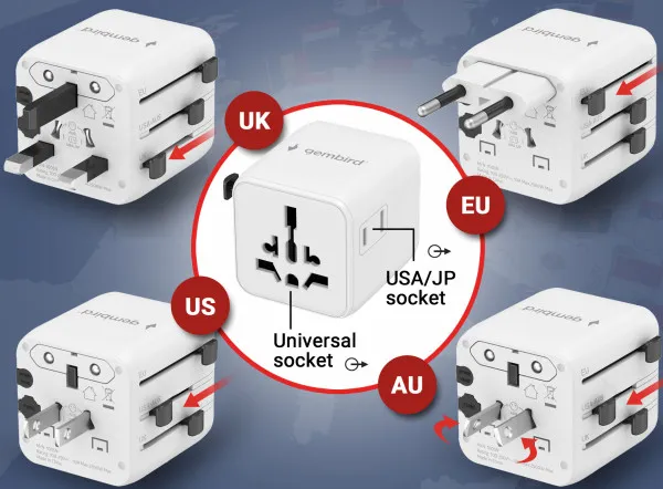 Travel adapter TPA-INT-01-W Gembird Univerzalni Slika 9