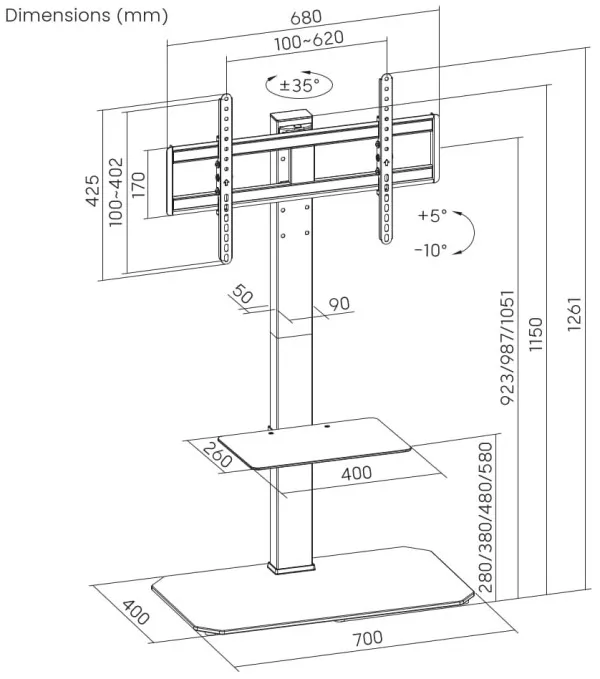 TVS-86ST-01 Gembird Mobilni sto, Vesa, 43-86, crne boje Slika 9