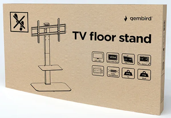 TVS-86ST-01 Gembird Mobilni sto, Vesa, 43-86, crne boje Slika 3