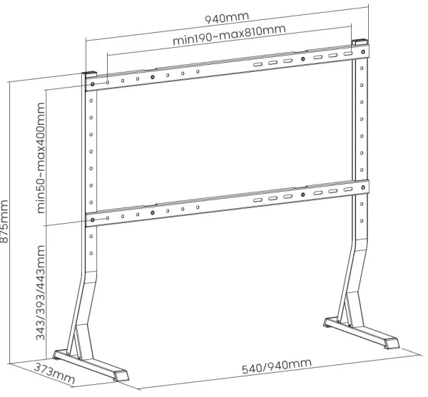 TVS-D90F-01 Gembird stoni TV stalak, VESA 45-90, crne boje Slika 5