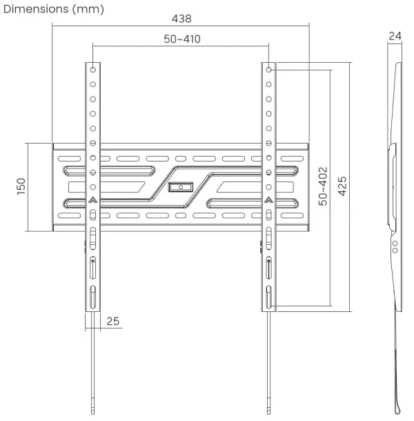 WM-75F-02 Gembird fiksni nosac VESA max 40x40cm 32-75 max.75kg Slika 5