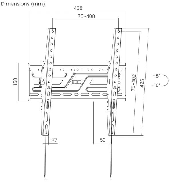 WM-75T-04 Gembird TV nosac VESA max 40x40cm, tilt 37-75 max.75kg Slika 7