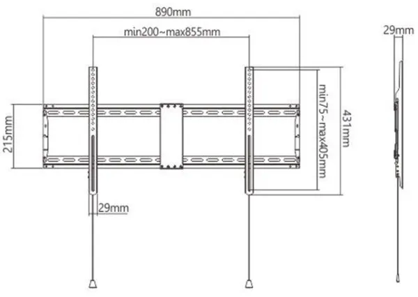 WM-90F-01 Gembird TV nosac fiksni VESA max 80x40cm, 37-86 max.70kg Slika 3