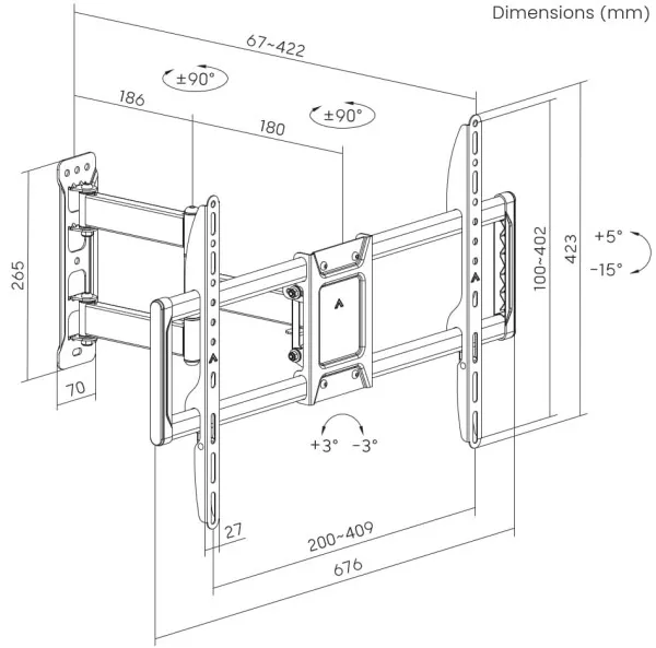 WM-90ST-01 Gembird pokretni TV nosac VESA max 60x40cm, 37-90 max.50kg Slika 5