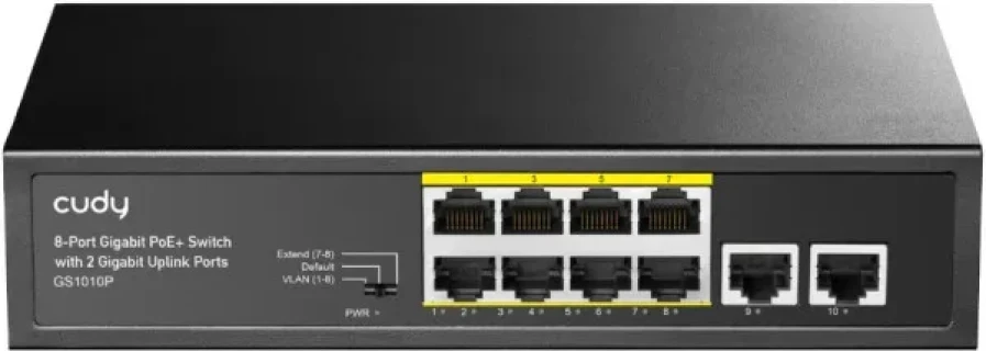 Cudy GS1010P 8-Port Gigabit PoE+ Switch with 2 Gigabit Uplink ports, PoE 30W Slika 3